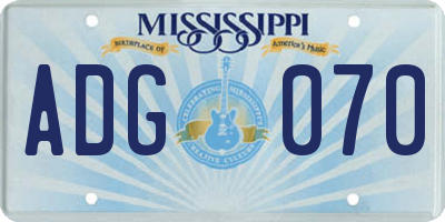 MS license plate ADG070