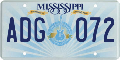 MS license plate ADG072