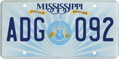 MS license plate ADG092