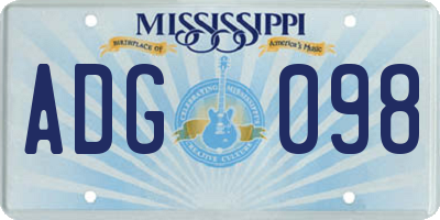 MS license plate ADG098