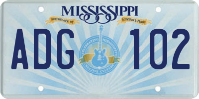 MS license plate ADG102