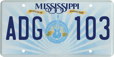 MS license plate ADG103