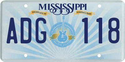MS license plate ADG118