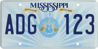 MS license plate ADG123