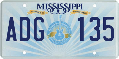 MS license plate ADG135