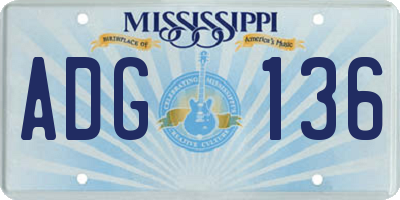 MS license plate ADG136
