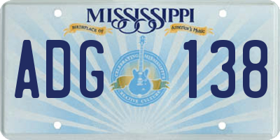 MS license plate ADG138