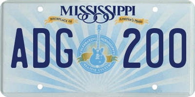 MS license plate ADG200