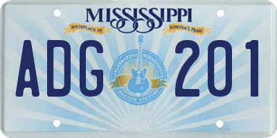 MS license plate ADG201