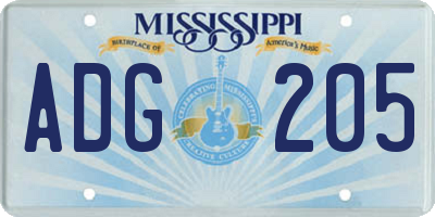 MS license plate ADG205