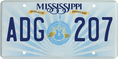 MS license plate ADG207