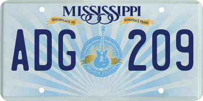 MS license plate ADG209