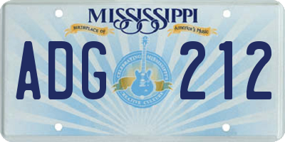 MS license plate ADG212