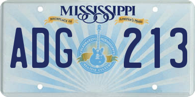 MS license plate ADG213