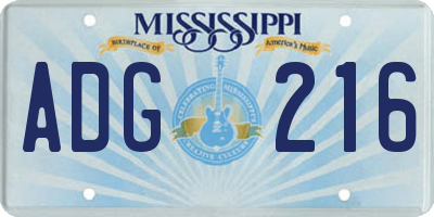 MS license plate ADG216