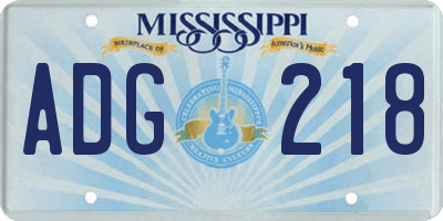 MS license plate ADG218