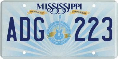 MS license plate ADG223