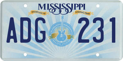 MS license plate ADG231