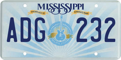 MS license plate ADG232