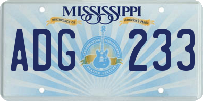 MS license plate ADG233