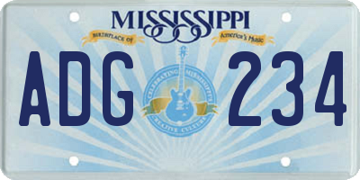 MS license plate ADG234