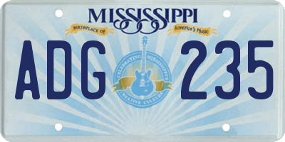MS license plate ADG235