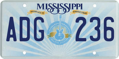 MS license plate ADG236
