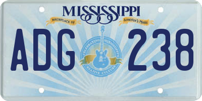 MS license plate ADG238