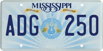 MS license plate ADG250