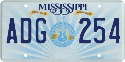 MS license plate ADG254