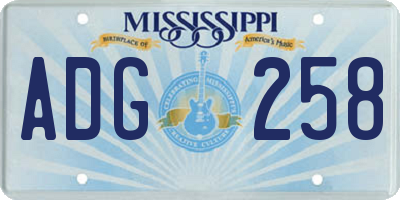 MS license plate ADG258