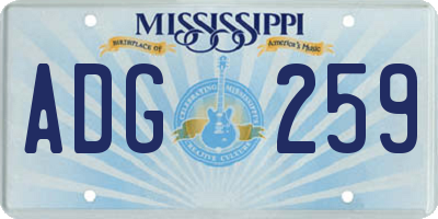 MS license plate ADG259