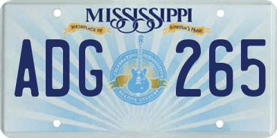 MS license plate ADG265