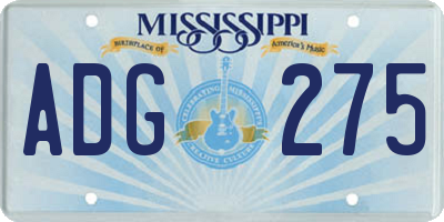 MS license plate ADG275