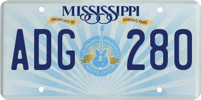 MS license plate ADG280