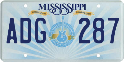MS license plate ADG287