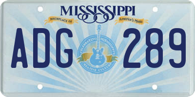 MS license plate ADG289
