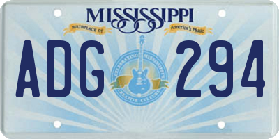 MS license plate ADG294
