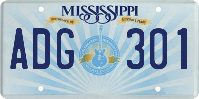 MS license plate ADG301