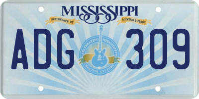 MS license plate ADG309