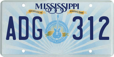 MS license plate ADG312