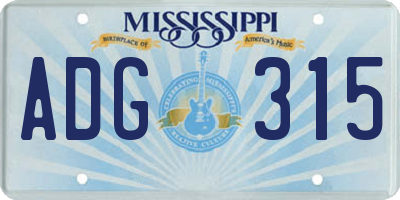 MS license plate ADG315