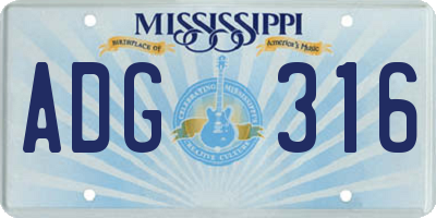 MS license plate ADG316