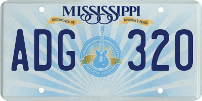 MS license plate ADG320