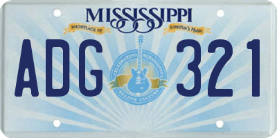 MS license plate ADG321