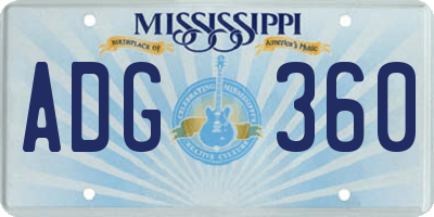 MS license plate ADG360