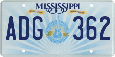 MS license plate ADG362