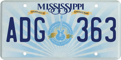 MS license plate ADG363