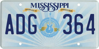 MS license plate ADG364