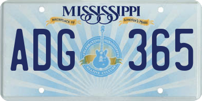 MS license plate ADG365